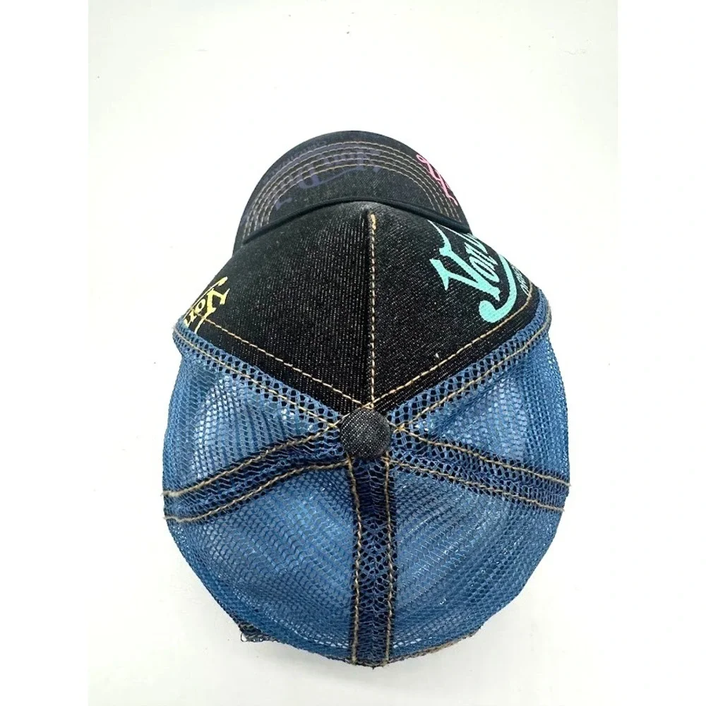 Von Dutch Adjustable Mesh Back Trucker Hat Blue/Black Multicolor Logo